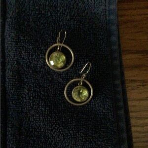 Silver and green pierced earrings